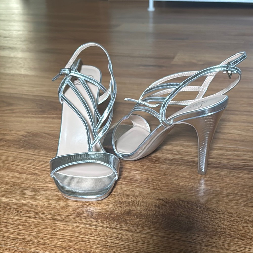 Elegant Silver Strappy Heels